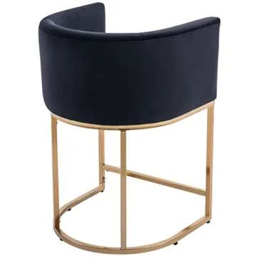 RIVOVA Contemporary Black Velvet Bar Stools Set of 3, 24" Upholstered Fabric Counter Height Barstools Kitchen Counter Island Stools with Screwed Together Golden Metal Base