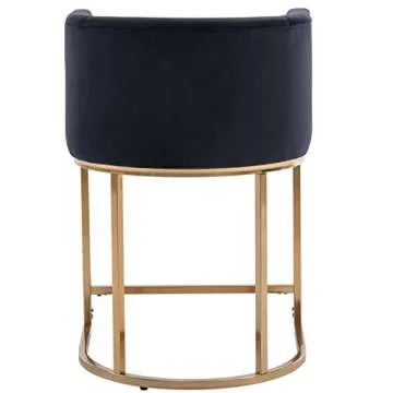 RIVOVA Contemporary Black Velvet Bar Stools Set of 3, 24" Upholstered Fabric Counter Height Barstools Kitchen Counter Island Stools with Screwed Together Golden Metal Base