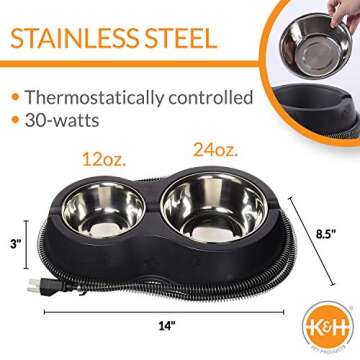 K&H Pet Products Outdoor Heated Cat Food & Water Bowls for Outside Pets, Thermo-Kitty Café Feral Ca...