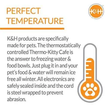 K&H Pet Products Outdoor Heated Cat Food & Water Bowls for Outside Pets, Thermo-Kitty Café Feral Cat Feeding Station, No Frozen Water or Food, Washable Bowls, Safety Listed - 12oz/24oz Stainless