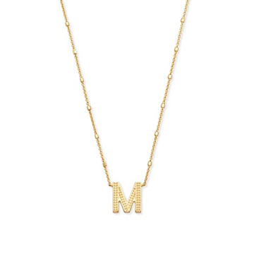 Kendra Scott Letter M Pendant Necklace for Women, Fashion Jewelry, 14k Gold-Plated Brass, Gold Metal...