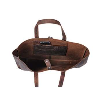 KomalC Leather Tote Bag for Women Purse Satchel Travel Bag shopping Carry Messenger Multipurpose Handbag (18.5 INCH, Buffalo Distressed Tan)