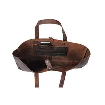 KomalC Leather Tote Bag for Women Purse Satchel Travel Bag shopping Carry Messenger Multipurpose Handbag (18.5 INCH, Buffalo Distressed Tan)