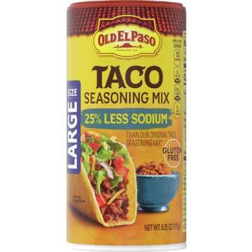 Old El Paso Taco Seasoning, 25% Less Sodium, Large Size, 6.25 oz.