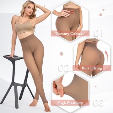 KBVOT Fleece Lined Tights for Women - Thermal & Stylish