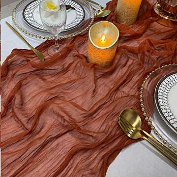 EHLDekol Cheesecloth Table Runner for Weddings & Events