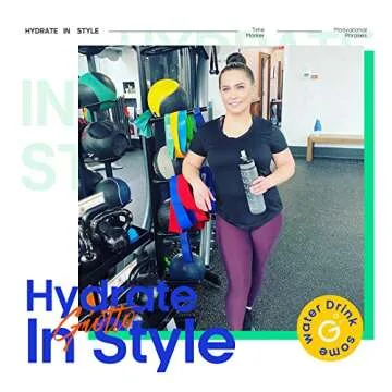 Giotto 32oz Large Leakproof BPA Free Drinking Water Bottle with Time Marker & Straw to Ensure You Drink Enough Water Throughout The Day for Fitness and Outdoor Enthusiasts-Gray