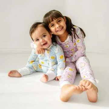 Little Sleepies Zippy Baby & Toddler Pajamas, Sleeper for Boys and Girls, Viscose Derived from Bamboo Newborn Sleeper w/ 2-Way Zipper w/Mitten Cuffs, Blue Breakfast Buddies, 12-18M