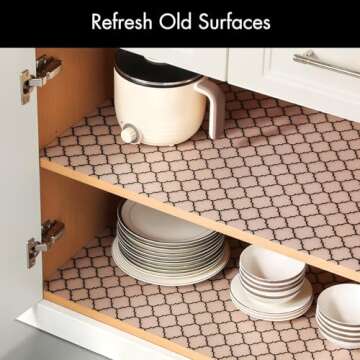 Cooyes Shelf Liner for Kitchen Cabinets – Non-Adhesive Waterproof EVA Liner for Drawers and Cabinets – Durable, Easy-to-Cut Shelf Paper with Modern Pattern
