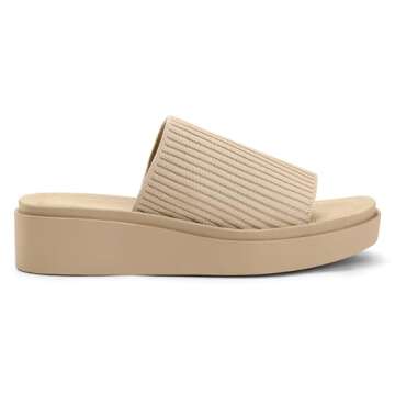 mysoft Women's 1.8 Inch Knit Platform Sandals Summer Slip On Open Toe Flatform Slide Sandals