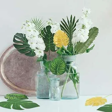 Auihiay 70 Count Tropical Palm Leaf Decorations for Parties