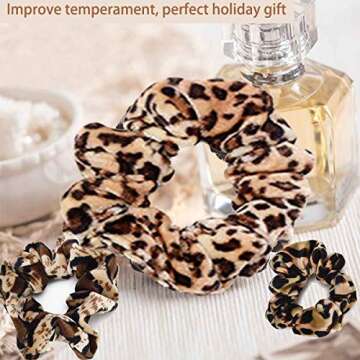 TUICARE 6 PCS Hair Scrunchies for Women - Leopard & Cheetah Print, Velvet, Large, 3 Styles, Hair Ties for Thick Hair, Hair Accessories, 6 Count