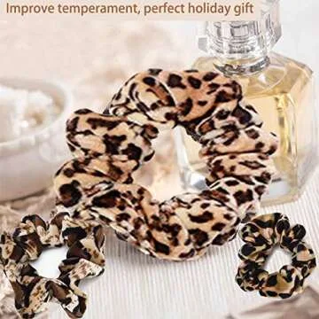 TUICARE 6 PCS Hair Scrunchies for Women - Leopard & Cheetah Print, Velvet, Large, 3 Styles, Hair Ties for Thick Hair, Hair Accessories, 6 Count