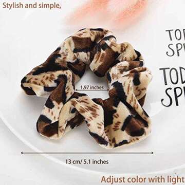 TUICARE 6 PCS Hair Scrunchies for Women - Leopard & Cheetah Print, Velvet, Large, 3 Styles, Hair Ties for Thick Hair, Hair Accessories, 6 Count