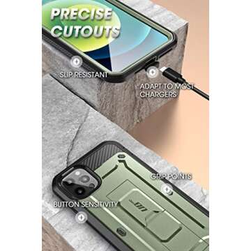 SUPCASE for iPhone 13 Pro Max Case with Screen Protector (Unicorn Beetle Pro), [Built-in Stand & Belt Clip] Heavy Duty Full-Body Rugged Kickstand Protective Phone Case for iPhone 13 Pro Max, Guldan