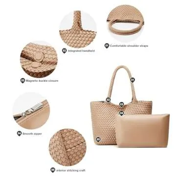 Stylish Vegan Leather Woven Tote Bag for Women