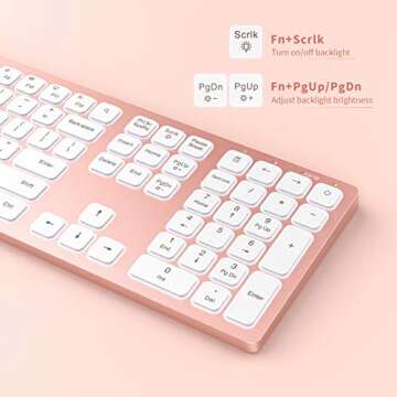 Wireless Keyboard and Mouse Combo with Backlit, Seenda Illuminated Rechargeable Full-Size Keyboard a...