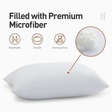 Acanva Basic Bed Pillow Soft Rest Cushion Stuffer for Sleeping, Standard, White 2 Count