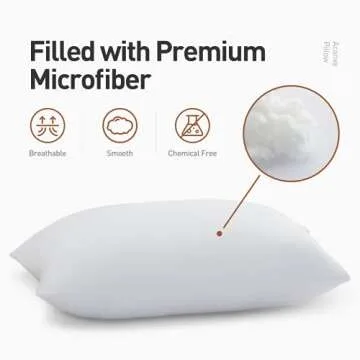 Acanva Basic Bed Pillow Soft Rest Cushion Stuffer for Sleeping, Standard, White 2 Count