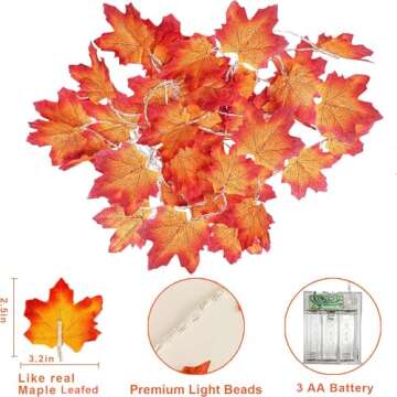 4 Pack Fall LED Garland for Thanksgiving Decor