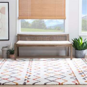 Linon Memphis 17" Transitional Wood Bench with Woven Cane Back, Beige Padded Seat, Some Assembly Req...