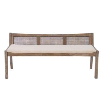 Elegant Linon Memphis 17" Wood Bench with Cane Back