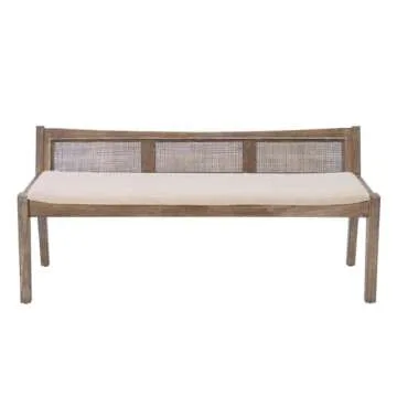 Elegant Linon Memphis 17" Wood Bench with Cane Back
