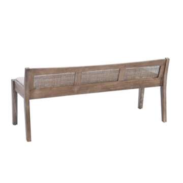 Elegant Linon Memphis 17" Wood Bench with Cane Back