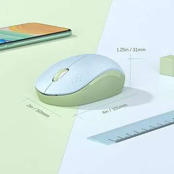 seenda Wireless Mouse, 2.4G Noiseless Mouse with USB Receiver Portable Computer Mice for PC, Tablet, Laptop - Light Blue&Olive Green