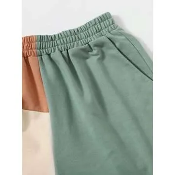SOLY HUX Women's Casual Elastic Shorts Running High Waisted Color Block Sweat Shorts with Pockets Multicoloured M