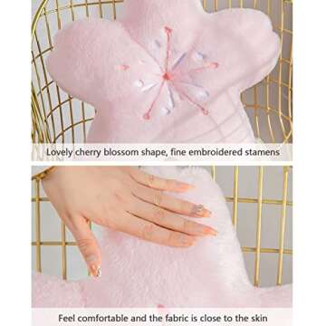 SEGTJAZV Cherry Blossom Floor Throw Pillow, 18inch Pink Kawaii Decorative Seating Plush Cushions Play Mat, Flower Plant Pillow for Bed Sofa Chair (Pink - 18Inch)