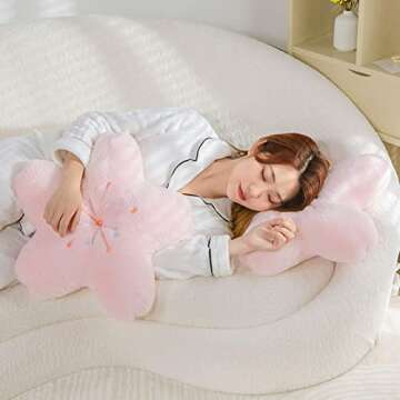 SEGTJAZV Cherry Blossom Floor Throw Pillow, 18inch Pink Kawaii Decorative Seating Plush Cushions Play Mat, Flower Plant Pillow for Bed Sofa Chair (Pink - 18Inch)