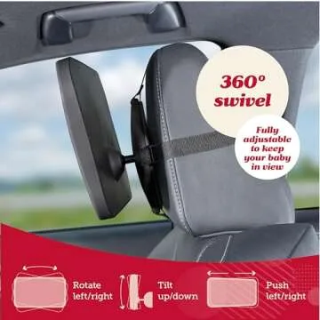 Lusso Gear Baby Car Mirror - Rear-Facing Infant Mirror for Car with Crystal Clear View - Secure Shatterproof Backseat Design, Black