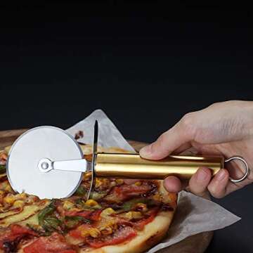 Berglander Pizza Wheel, Gold Handle Stainless Steel Pizza Cutter, Super Sharp Pizza Slicer With Titanium Gold Plating, Pastry Cutter, Easy to Clean And Stored (Gold Handle)