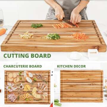 BEEFURNI XL Teak Cutting Board with Juice Groove