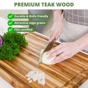 BEEFURNI XL Teak Cutting Board with Juice Groove