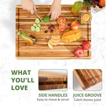 BEEFURNI XL Teak Cutting Board with Juice Groove