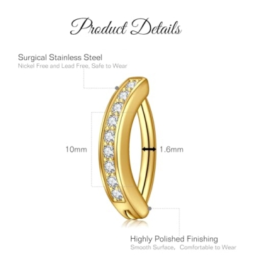 Shiny 14G Clicker Belly Button Ring Set in Gold