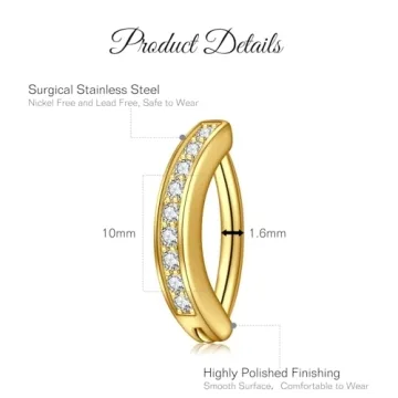 Shiny 14G Clicker Belly Button Ring Set in Gold