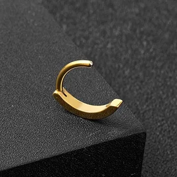 Shiny 14G Clicker Belly Button Ring Set in Gold