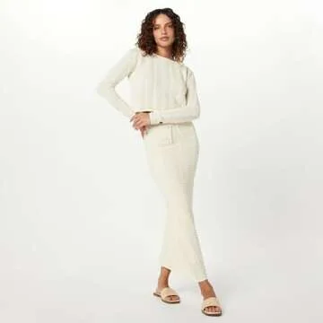 The Drop Women's Makayla Crochet Midi Skirt, Birch, XS