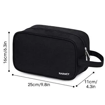 Narwey Travel Toiletry Bag for Women Traveling Dopp Kit Men Travel Bag for Toiletries Cosmetic Bag Makeup Bag Medicine Bag for Traveling (Black)