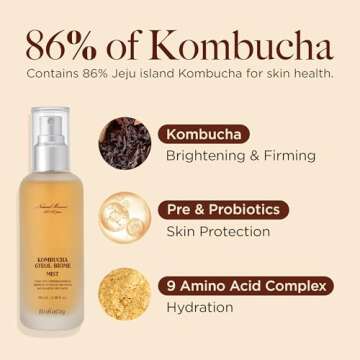 Elishacoy, Kombucha Gyeol-Biome - Korean Face Mist Toner, Hydrating Spray - Skin Moisturizing & Smoothing for Facial Mist, Face Spray, Preppy Skin Care - Vegan Formula (100ml/ 3.38 fl.oz.)