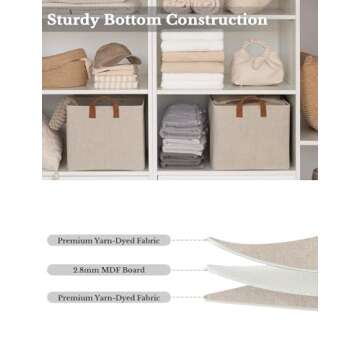 StorageWorks Storage Bins, Fabric Storage Bins for Shelves, Extra Large Storage Baskets with Metal Frame, Closet Baskets and Bins with Handles, Jumbo, Brown and Beige, 2-Pack