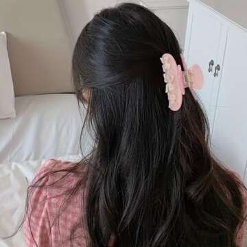 LILIE&WHITE 1PC Pink Acrylic Bow Hair Clips For Women Cute Bow Hair Claws Hair Accessory