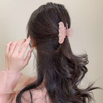 LILIE&WHITE 1PC Pink Acrylic Bow Hair Clips For Women Cute Bow Hair Claws Hair Accessory