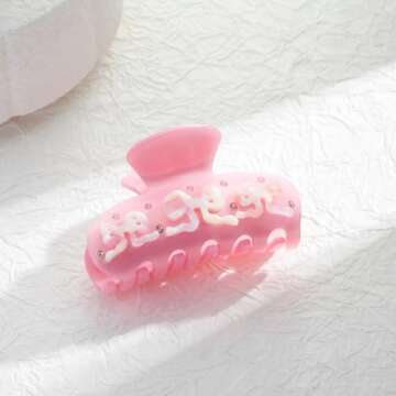 LILIE&WHITE 1PC Pink Acrylic Bow Hair Clips For Women Cute Bow Hair Claws Hair Accessory