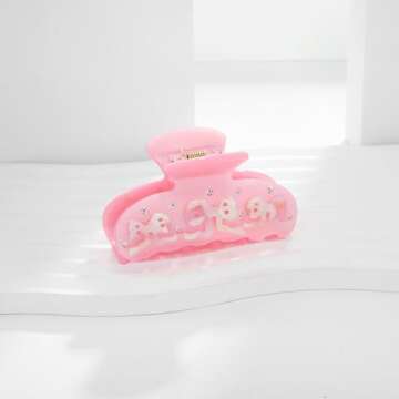LILIE&WHITE 1PC Pink Acrylic Bow Hair Clips For Women Cute Bow Hair Claws Hair Accessory