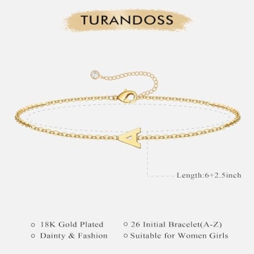 Turandoss Gold Initial Bracelets for Girls Women Jewelry Gifts - Gold Plated Letter K Initial Bracelet Dainty Gold Bracelets for Girls Gold Initial Bracelets for Women Teen Girls Gifts Trendy Stuff