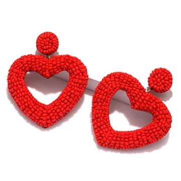 CEALXHENY Handmade Heart Hoop Dangle Earrings for Women